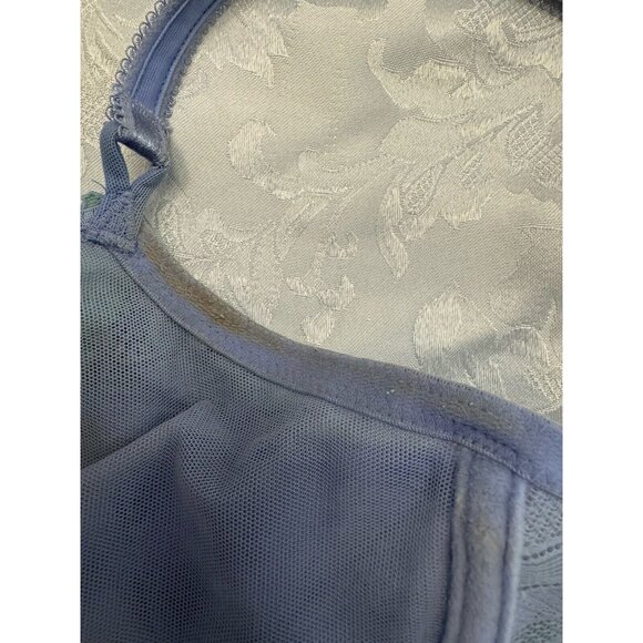 Wacoal Size 34DD Embrace Lace Underwire Bra Sheer 65191 Purple Green Stained - Picture 2 of 8